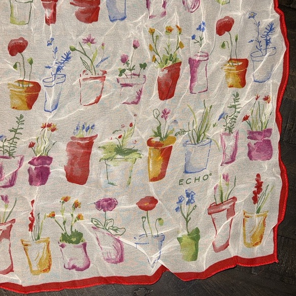 Vintage Silk Scarf Flowers in Flower Pots Gardening Theme by ECHO - Picture 8 of 12